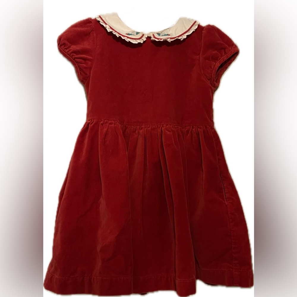 Mini Boden Red Velvet Ruffle Dress Size 4/5Y - The Perfect Holiday Outfit!